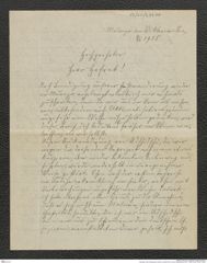 Nachlass Franz Steindachner, Brief von Adolf Horn an Franz Steindachner (26.11.1908), Inv.Nr. 239.07, Seite 1